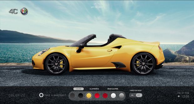 Nowa aplikacja Alfy Romeo 4C Spider "Sky Experience"