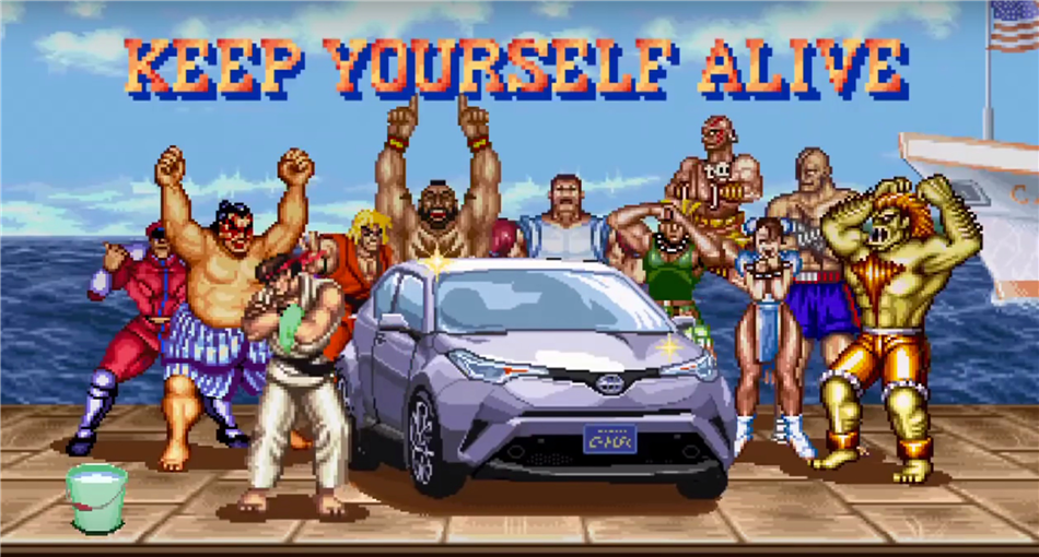 Toyota C-HR postacią w świecie gry Street Fighter II