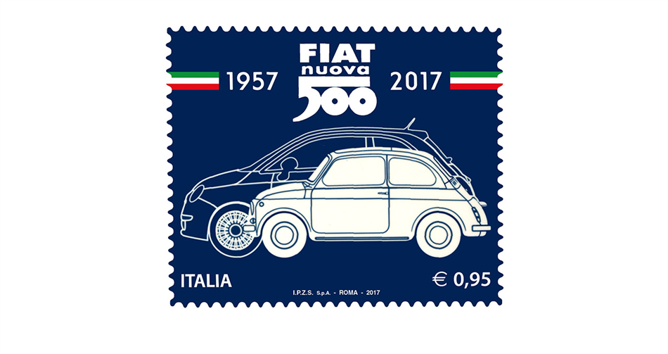 Fiat prezentuje jubileuszowy znaczek pocztowy z Fiatem 500