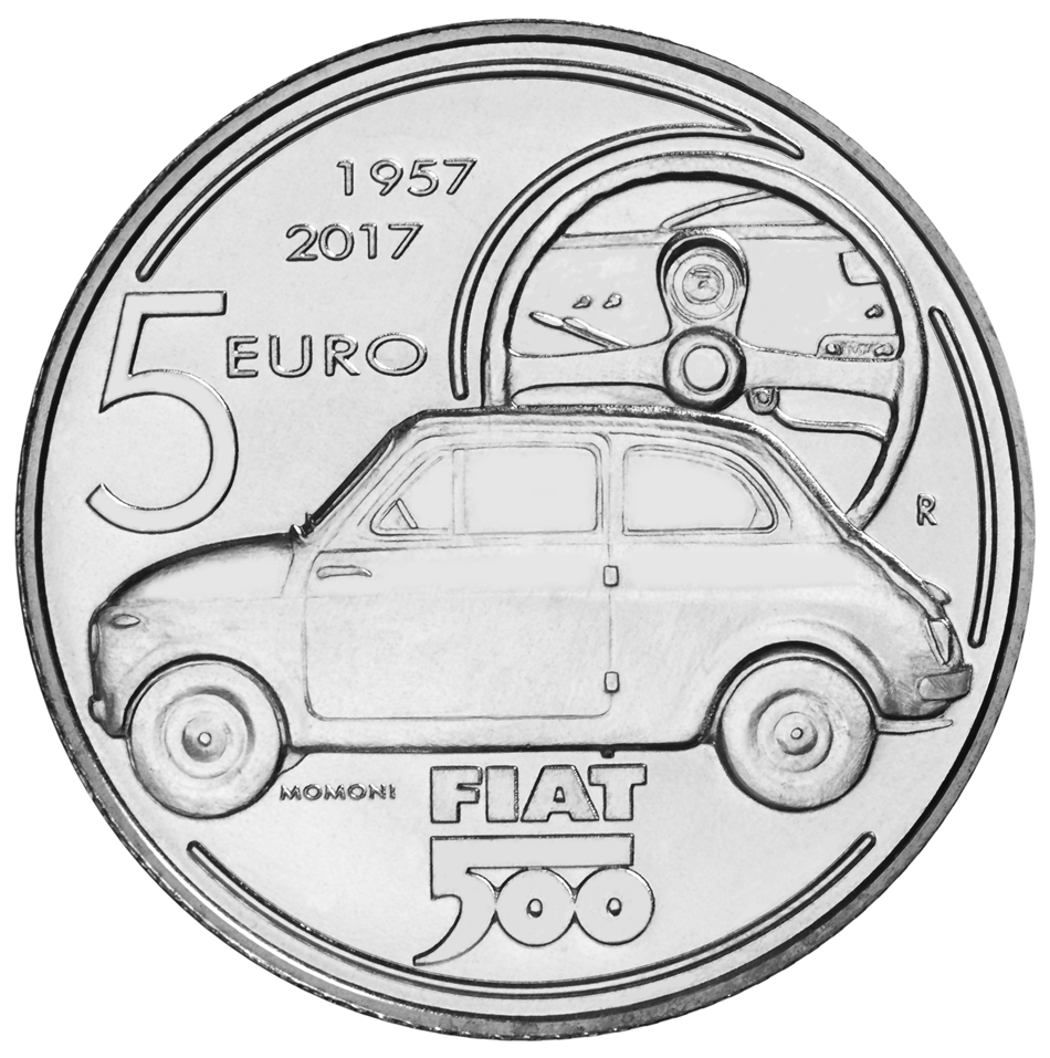 Jubileuszowa srebrna moneta dla uczczenia Fiata 500