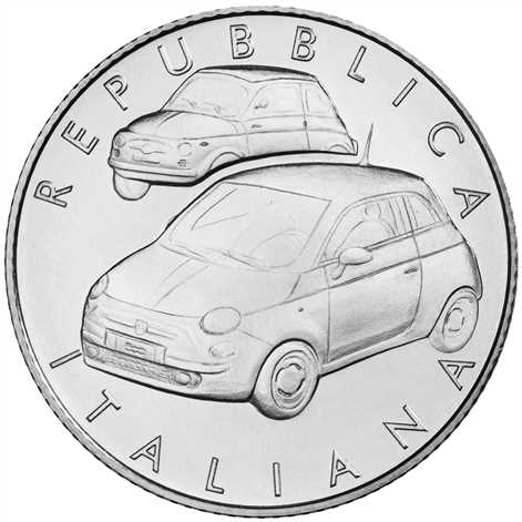 Jubileuszowa srebrna moneta dla uczczenia Fiata 500